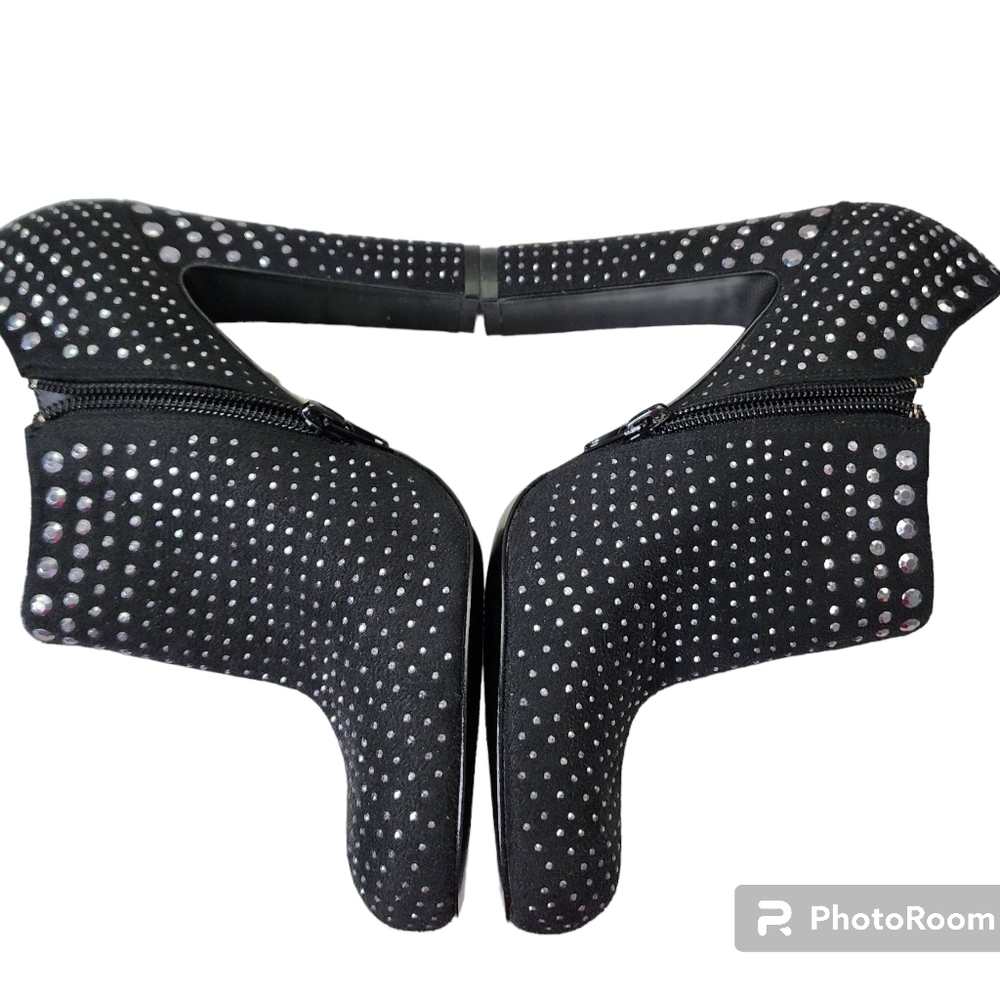 Jeffrey Tyler Annie booties black studs tall heeled booties sz 8 m nwt's - Picture 6 of 11